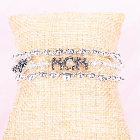 One Blessed Nana Jewelry - * ❤️NWT  BOUTIQUE  SILVERTONE 'MOM'  STRETCH BRACELET SET GORGEOUS GREAT GIFT!!